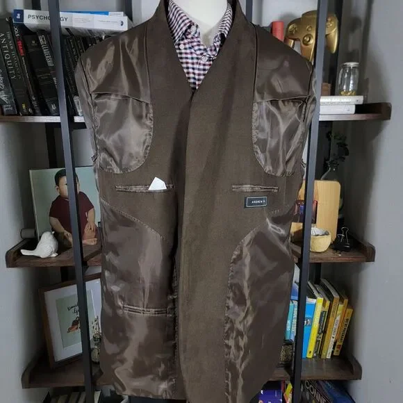 Andrew Fezza BAXTER Men's Suede Sport Coat Blazer Two Button Brown Polyester 52R